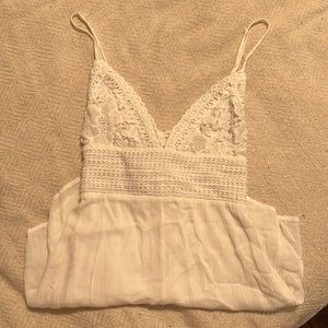white lace open back romper
